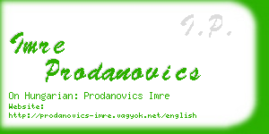imre prodanovics business card